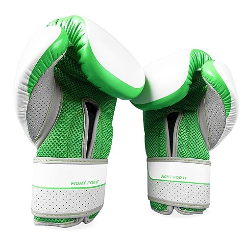 Sanabul Hyperstrike Boxing Gloves for Women, Kickboxing MMA Muay Thai Gloves, Training Sparring Punching Heavy Bag. - color: Green/White, size: 12 oz