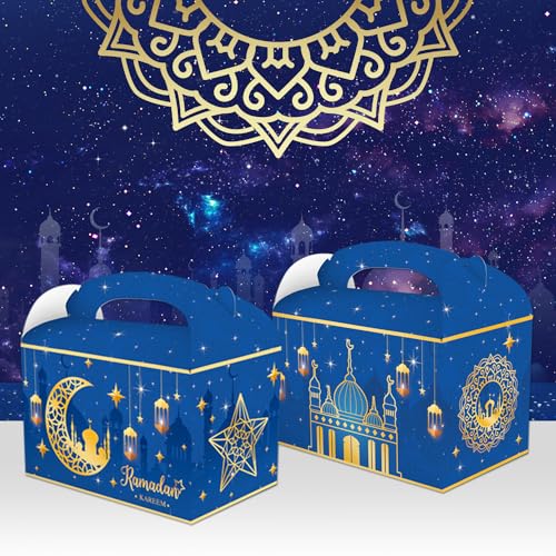 CPTBAG 12팩 라마단 카림 파티 선물 상자 성 달 캔디 선물 라마단 무바라크 선물 간식 상자 이슬람 무슬림, 이드 무바라크, 생일 파티 장식용