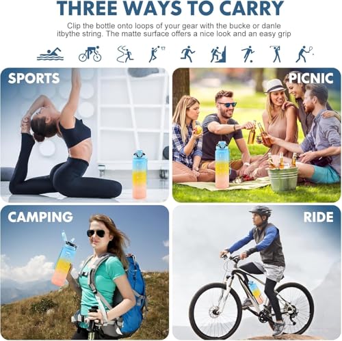 Water Bottle with Straw 1L,Boys Water Bottles with Straw 1 Litre,Waterbottle Leak-Proof Sports Water Bottle,Plastic Drinks Bottles Toxin Free,Bpa-Free (Blue Yellow) - color: 04-Blue Yellow