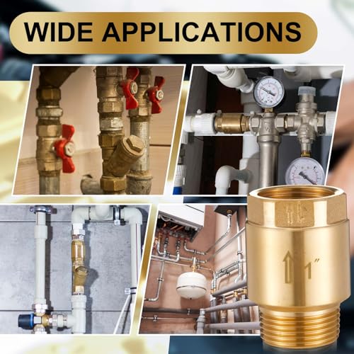 Zonon 2 Pcs 1 Inch Check Valve One Way Brass Non Return in Line Check Valve with Backflow Prevention NPT Male in FNPT out for Garden Hose Well Pumps Irrigation Systems Chemical Industry - size: 1 Inch