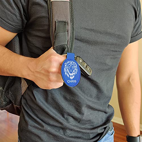 LaserGram Oval Keychain, Allah 1, Personalized Engraving Included (Dark Blue) - color: Dark Blue