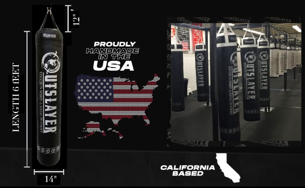 Muay Thai Punching Bag 6ft 150lbs Unfilled Made in USA - color: Brown/Black, size: With Bottom D-Ring