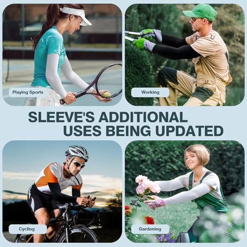 2 Pairs UV Protection Cooling Arm Sleeves Compression Sun Sleeves for Men Women Youth, Tattoo Cover Up, UPF 50 - color: 2 Pairs: 1 Pair White & 1 Pair Light Gray