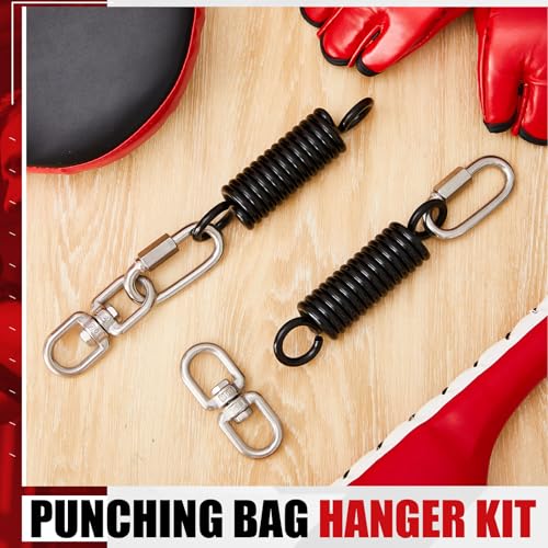 Zonon 8 Pcs Punching Bag Hanger Kit Heavy Bag Spring M8 Double Eye Swivel with Snap Hook Stainless Steel Heavy Bag Hanger for Boxing Bag, Gym Swing, Trapeze, Hammock up to 1000lbs