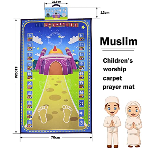 Adult Educational Interactive Prayer Mat-Islamic Gifts Muslim Blue - style: Blue-MMM