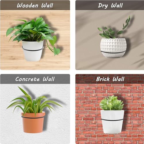 Jiozermi 6 Pack 5 inch Flower Pot Holder Ring, Matte Black | Flower Pot Holder Ring Wall Mounted Set Wall Mounted Metal Planter Hanger Matte Black Hanging Plant Holder - size: 5 Inch-6Pcs