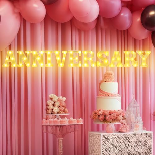 Aurelema Sukkot Large LED Letter Sign LED Lights Battery Powered Table Decoration for Party Gift Tabletop Decoration(Anniversary) - size: 8.27 inches, style: Anniversary