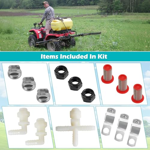 Spray Boom Repair Kit Include 8001-VS Tips Screens Clamps,Cross and | Elbows Nozzle Body (11/16" MPS x 3/8"HB),Retaining Nut and Nozzle Cap (11/16" FPS) ,Tip Strainer and Boom Clamps 1" Square