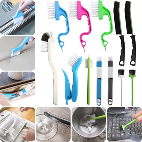 12Pcs Small Crevice Gap Cleaning Brushes, Groove Detail Brush Cleaner Tools | Ideal for door window tracks, grooves, corners, bathroom, kitchen, faucets, sinks and keyboards deep crevice cleaning
