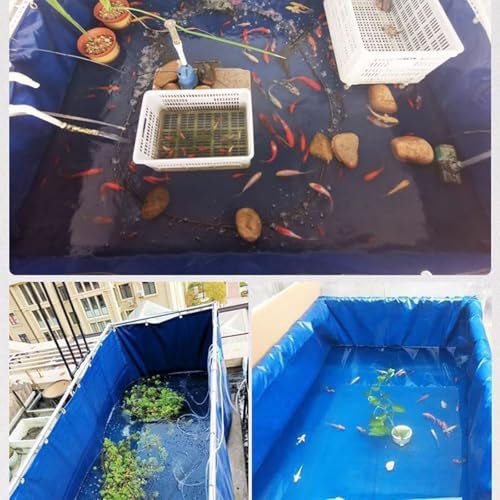 Portable Canvas Fish Tank for Temporary Saltwater Fish Holding, Above Ground Pond Liner for Agriculture, Garden Use, Durable and Lightweight Aquatic Container