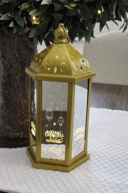 Eid New Year Mubarak Alaykom Al Shahar Ramadan Lantern - Perfect for Gifting, Housewarming, Wedding, Decoratives, Stylish Home Festive Muslim Durable Lightning Occasions