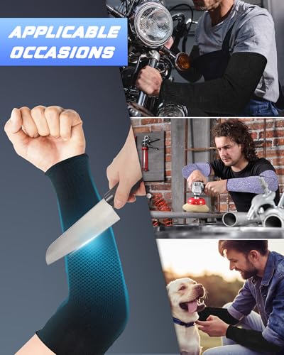 Geyoga Arm Sleeves Guards Cut Resistant HPPE,Medium,Hppe,Black - color: Black, Blue, size: Large, style: Hppe