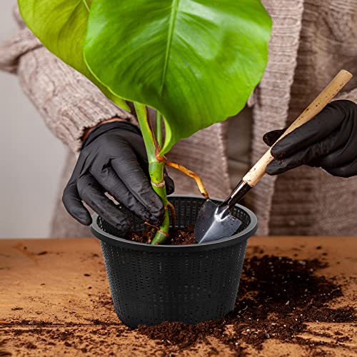 Roshtia 4 Pcs 8.35 Inch Hydroponic Baskets Aquatic Black Plastic Garden Mesh Net Pot Hydroponic Pots Slotted Pond Basket Aquarium Plant Pots for Lily Nursery Grow Planting Supplies