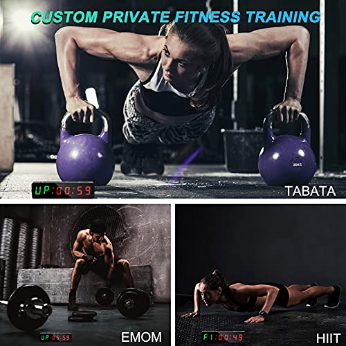 Gym Timer, Portable, Interval Timer with Rechargeable Battery and Built-in Magnet, LED Digital Anti Vertigo Display, Upgraded Workout Clock for Home Gym Garage Fitness - color: Black