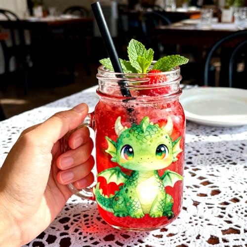 Peacoblue Cartoon Baby Dragon Rub On Transfers for Craft, Transfer Sticker | 18 Sheets UV DTF Transfers, Waterproof Rub On Decals for Wood, Glass, Furniture, Tumblers & Home Decor Crafts - style: Cartoon Baby Dragon