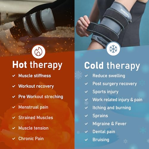 Medium Gel Ice Packs for Injuries Reusable Wrap with Straps - Hot and Cold Pack for Pain Relief, Tennis Elbow, Ankle, Foot, Hand - 8" x 12" - Grey - size: Medium, style: Grey