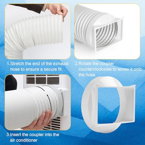 Portable AC Hose with Adapter, 5.9" Dia x 59" L Replacement Exhaust Hose A4 | Anti-Clockwise Flexible Portable Air Conditioner Duct, Check Coupler/AC Compatibility Before Ordering, Durabe PVC Connector - size: Dia 5.9" Exhaust Hose L 59"&Coupler AA04