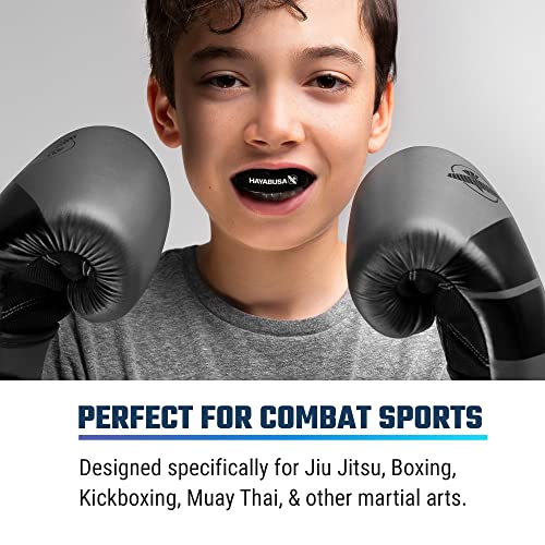Hayabusa Combat Sports Mouth Guard Youth, Kids and Adult Sizes Comes with Case - Black/White, Youth - color: Black/White, size: Youth