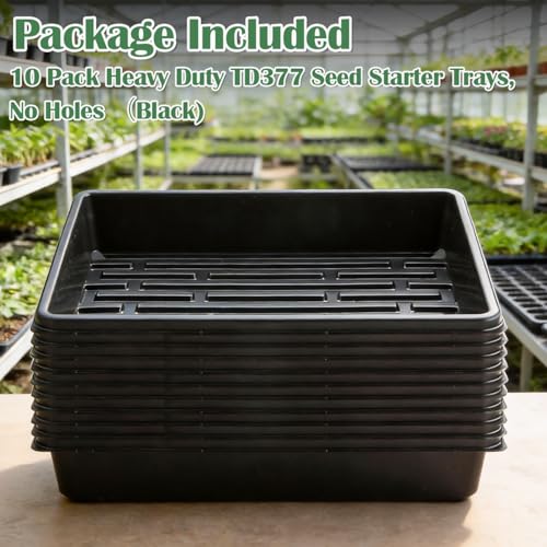 RooTrimmer 10 Pack Seed Starter Trays - Heavy Duty Plastic Flats, Fits 54 Cell Plug Tray, Seedling Tray for Carrying and Holding Plant Nursery Pot,Seed Germination & Plant Propagation (TD377) - size: 54 Cells Bottom Tray-10P