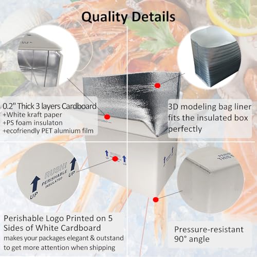 15x10x11'' Insulated Shipping Boxes with Bag Liners, Styrofoam Cold Mailer, Foam Cooler Containers, for Shipping Packaging Perishable Frozen Food, Cake, and More (4 Pack) - size: 15x10x11''