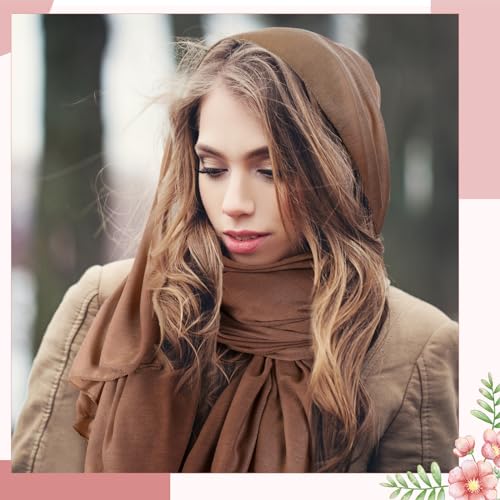6 Pack Hijab Scarves for Women Muslim Head Wraps Jersey Hijab Soft Long Scarf Wrap for Muslim Shawl - color: Plain Colors