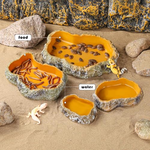 IBWell 7 Inch Reptile Food Dish Escape Proof Reptile Feeding Dish Resin Reptile Water Food Bowl for Bearded Dragon Chameleon Frog Snake Turtle Leopard Gecko - size: 7"