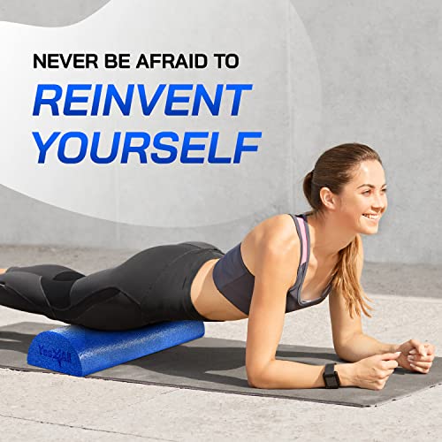 Yes4All Medium Firm Half Foam Rollers for Post-Workout Relaxation, 12/18/24/36 inch PE Foam Roll for Back Massage & Yoga Exercise - color: Half Blue, style: 18-inch