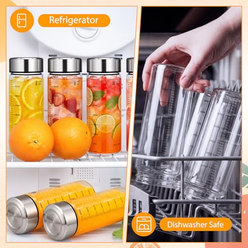 LemonRoad 12 Pack 13.5 oz Glass Juice Bottles Bulk Scale Wide Mouth Glass Water Bottle with Leakproof Stainless Steel Lids, Borosilicate Reusable Container for Juicing Smoothies Infused Water - size: 13.5 oz