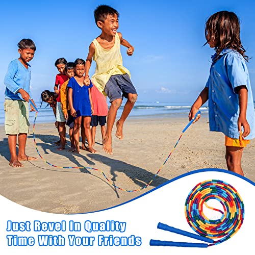 Coolrunner 16 FT Long Jump Rope(2 PACK), Double Dutch Jump Ropes, Soft Beaded Skipping for Kids Adults, Plastic Segmented Long Enough for 4-5 Jumpers - color: Blue2