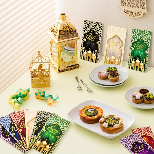 Zhanmai 36 Pcs Eid Mubarak Money Envelopes 7 x 3.15 Inch Ramadan Cash Gift Card Holders Eid Gold Foil Greetings Pockets for Eid Holiday Party Supplies Celebrations Decorations (Vertical) - style: Vertical