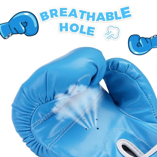 Kids Boxing Gloves, Youth Boxing Training Gloves for Kids 3-9 Year Boys and Girls, 4&6OZ Fighting Gloves, Punching Bag Kickboxing Thai Mitts MMA Training Sparring Gloves - color: Blue, size: 4OZ