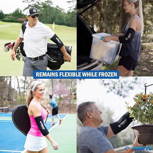 FreezeSleeve Ice and Heat Therapy Sleeve | Reusable Ice Pack Flexible Gel Compression Sleeve for Pain Relief and Recovery of Elbow Knee Ankle Leg Wrist Injuries | Black Large - color: Black, size: Large (Pack of 1)