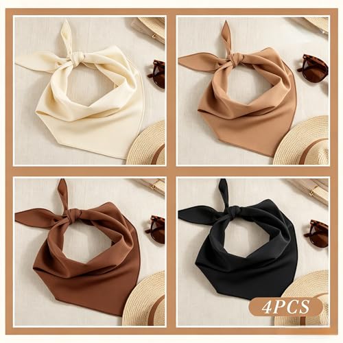 4 Pack Head Scarf for Women Non-Slip Triangular Hair Accessories, Ideal for Travel Sun Protection Daily Wear