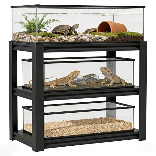 Metal Aquarium Stand for 30-40 Gallon Fish Tank, Heavy Duty 3 Tier Adjustable Garage Storage Rack Shelf 47.2" W x 18" D x 39" H, 990 lb Capacity Black Fish Tank Stand
