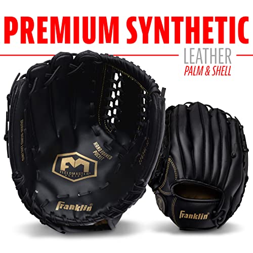 Franklin Sports Field Master Baseball + Softball Glove - Field Master Adult + Youth Baseball + Softball Mitt - Men's + Women's Gloves - color: Black/Gold, style: 12" - Trapeze Web