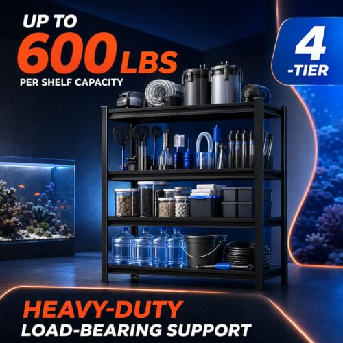 Aquarium Stand, Freestanding Fish Stand with Storage for Living Room, Heavy Duty Metal Shelving Fish Tank Holder for 30-40 Gallon Breeder Tanks, Black 3-Tier, 31.5" H×35.4" W×13.8" D - size: 3-Tier, 31.5"H×35.4"W×13.8"D