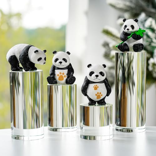 4 Pack Glass Cylinder Display Risers Clear Stand for Jewelry Collectibles | Four heights for layered displays Thick solid glass Stable support for photography retail home decor