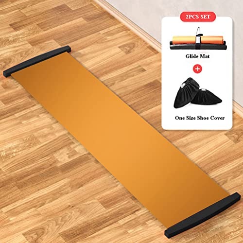 200 * 50cm Slide Board with Shoe Cover Slimming Exercise Guide Slide Mat for Leg Pot Training Fitness and Athletic Training(Orange) - color: Orange