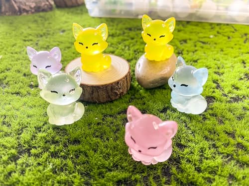 30PCS Mini Fox Decor for Dollhouse Resin Animal Tiny for Crafts Micro Miniature Foxs for Fairy Garden Dollhouse Micro Landscaping Decoration (Fox 2) - style: FOX 2