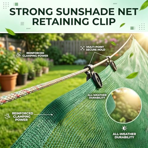 50PCS Shade Cloth Clips, Heavy Duty Lock Grip Sun Shade Net Clamps, Durable Plastic Awning Clips, Round Black Clips for Outdoor Gardening Windproof Awning Clamp & Sun Shade Net