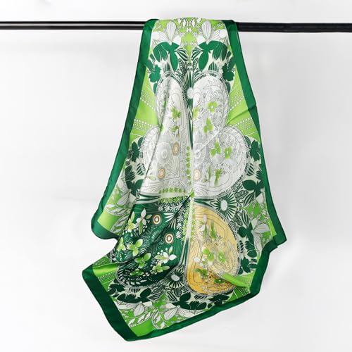 27" Head Scarf Like Satin Silk for Women,Hair Scarves Bandana,Headband Silk Feeling for Hair Wrap - color: Green