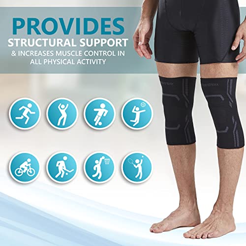 Bodyprox Knee Compression Sleeve for Men and Women (2 Pack), Knee Support Brace for Running and Work out (Large) - size: Large