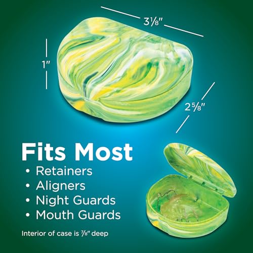 Practicon Brights Marble Retainer Cases, Clear Aligner Case, Dental Orthodontic Retainer Boxes, Mouth Guard Holder, 6 Pack - color: Brights