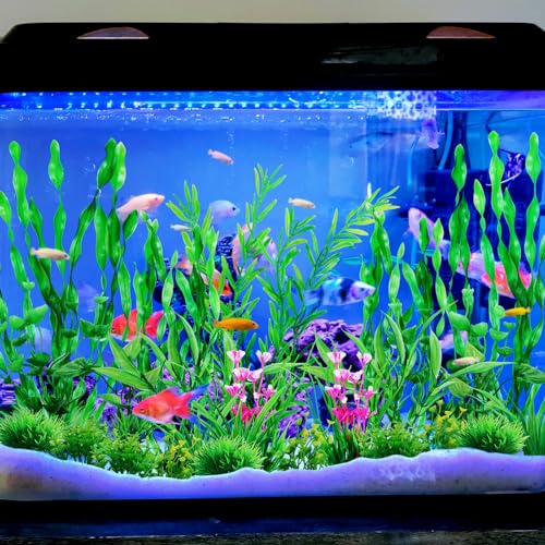QUOZUO Green Fish Tank Decor Aquarium Plants, 25pcs Fish Tank Decorations Plants, Fish Tank Accessories, Aquarium Decor Artificial Plants, Small to Large