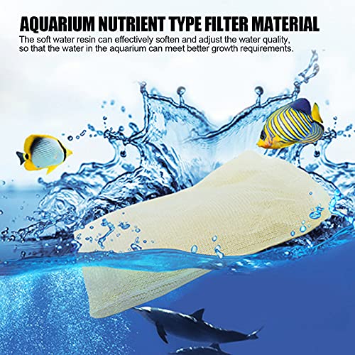 Aquarium Water Softener Resin, 500ML Aquarium Water Hardness Reducer Resin, Water Softener Pillow with Net Bag, Reusable Ion Exchange Filter