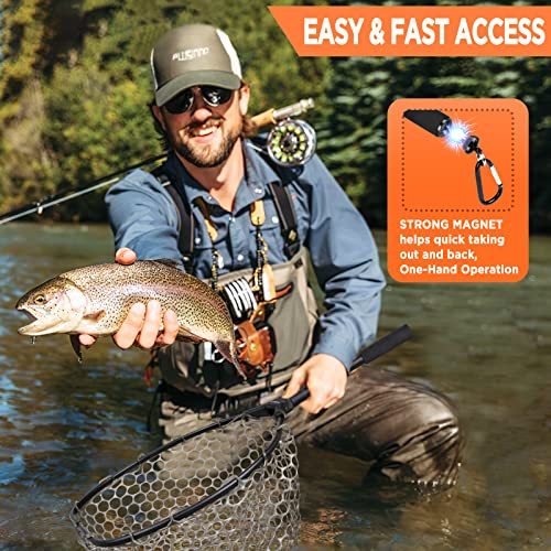 PLUSINNO Fly Fishing Net, Bass Trout Landing Net, Folding Fishing Nets Fresh Water, Safe Fish Catching or Releasing - color: 16 x 13 Hoop Size (28Extend Length)