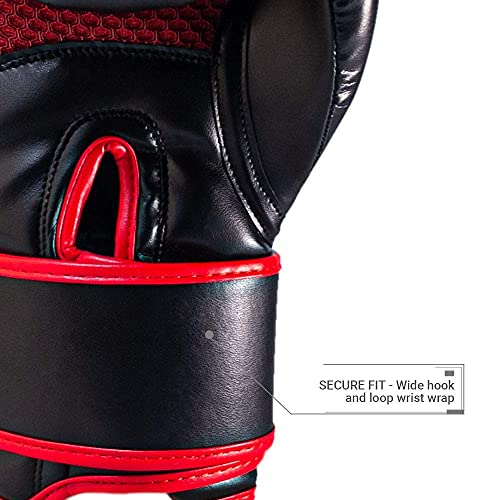Revgear Premier Boxing Gloves for Punching Boxing Kickboxing | Perfect for Training Sessions with Speed Bags, Heavy Bags, and Focus Mitts Men and Women | Comfortable and Durable | Unbeatable Value - color: Red/Black