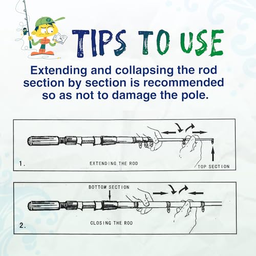 WIDDEN Kids Fishing Pole, Portable Telescopic Kids Fishing Poles for Boys and Girls, Fishing Rod and Reel Combo Kit with Tackle Box, and Fishing Net, Best Fishing Pole for Toddler Youth - color: Blue+Green
