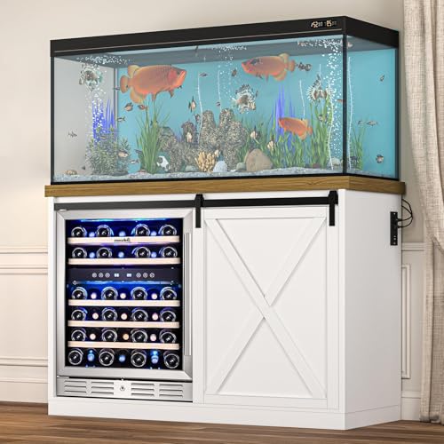 JassmiPkwy Coffee Bar Cabinet with Fridge Space, Wine Cabinet with Rack, Power Outlet for Dining Room Living Room, White - color: White
