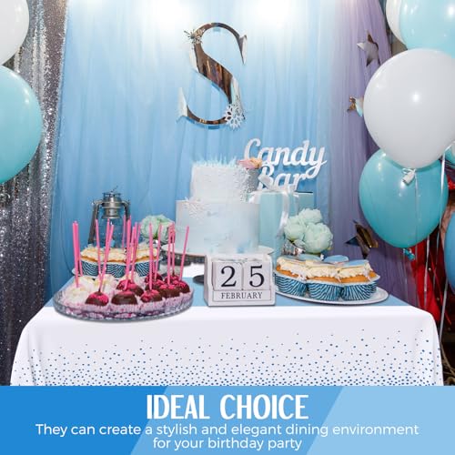 Breling 24 Packs Baby Blue and White Disposable Plastic Tablecloths and Satin Table Runner Set, 54 x 108 Inch Tablecloth, 12 x 108 Inch Table Runners for Wedding Graduation Birthday Baby Shower - color: Baby Blue and White